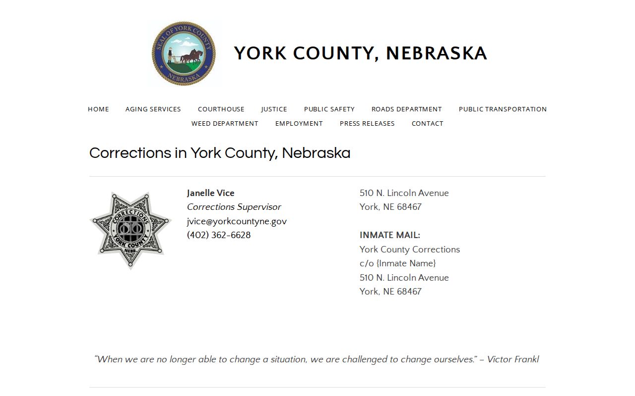 York County Corrections custody and bond instructions