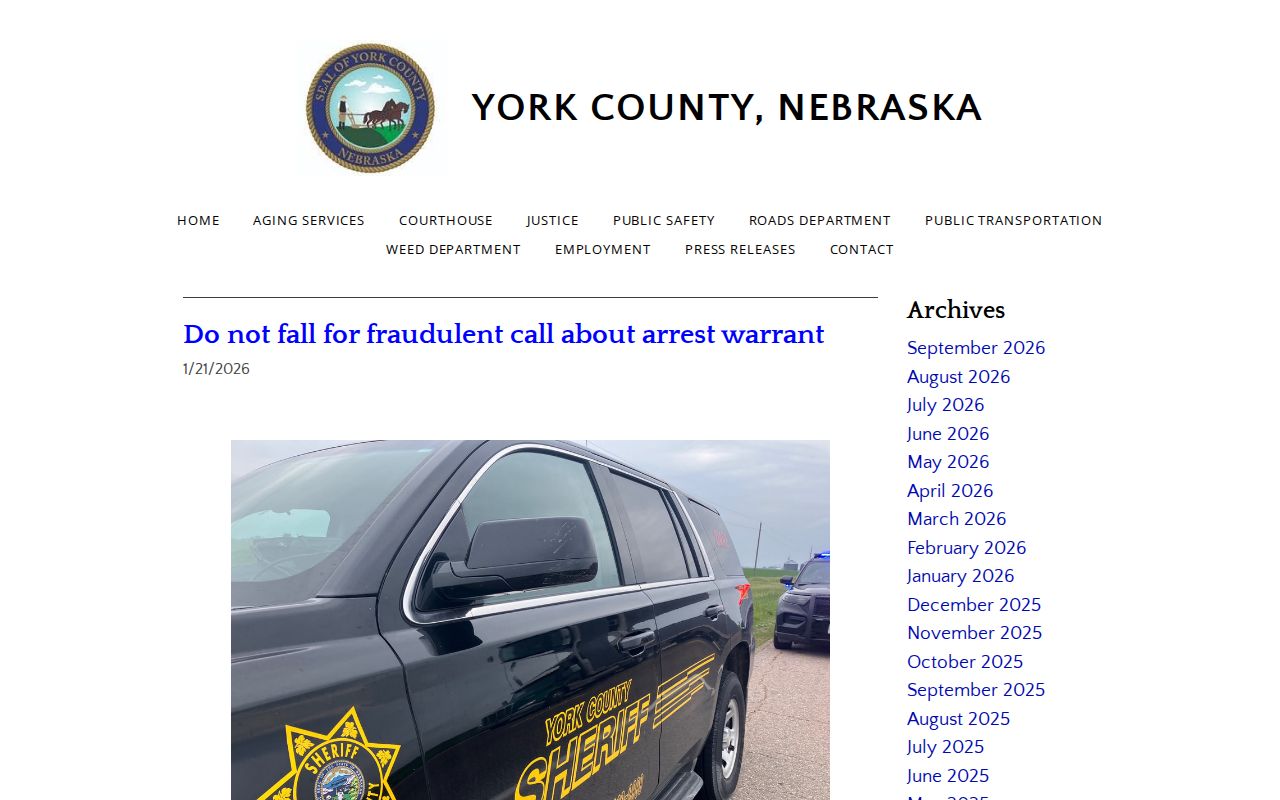 York County official warning about fraudulent arrest-warrant calls