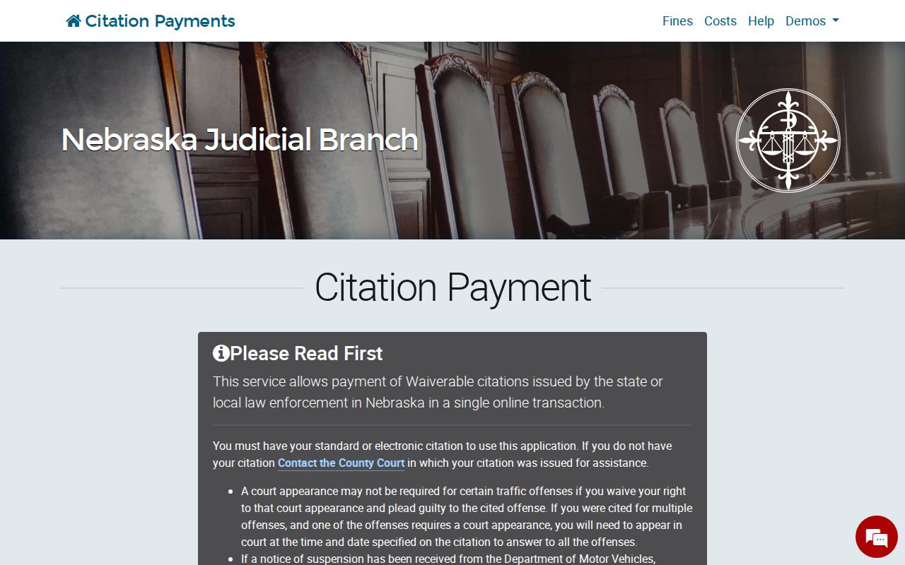 Nebraska citation payment controls and warrant-recall warning
