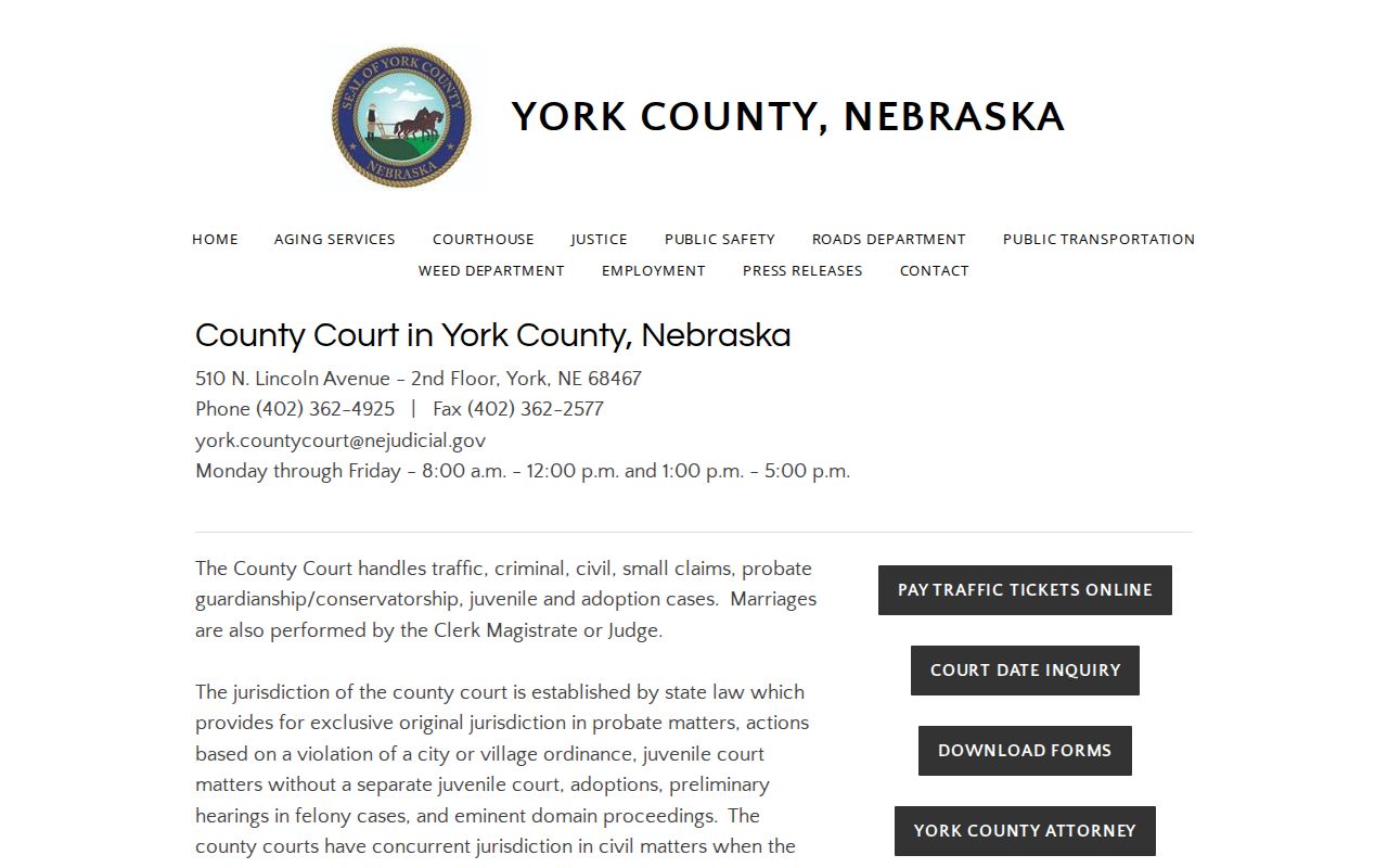 York County Court jurisdiction and contact source