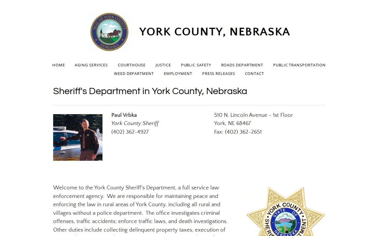 York County Sheriff contact and warrant-service information